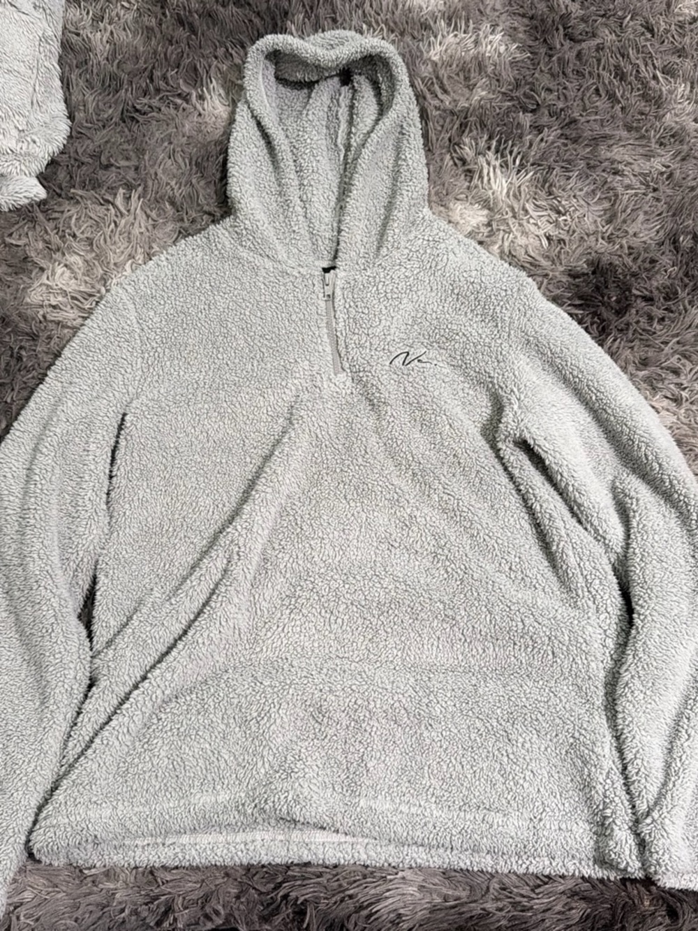 NFINITY Light Gray Sherpa Half-Zip Hoodie
